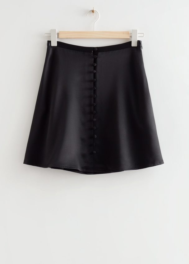 & Other Stories Buttoned A-line Mini Skirt Black