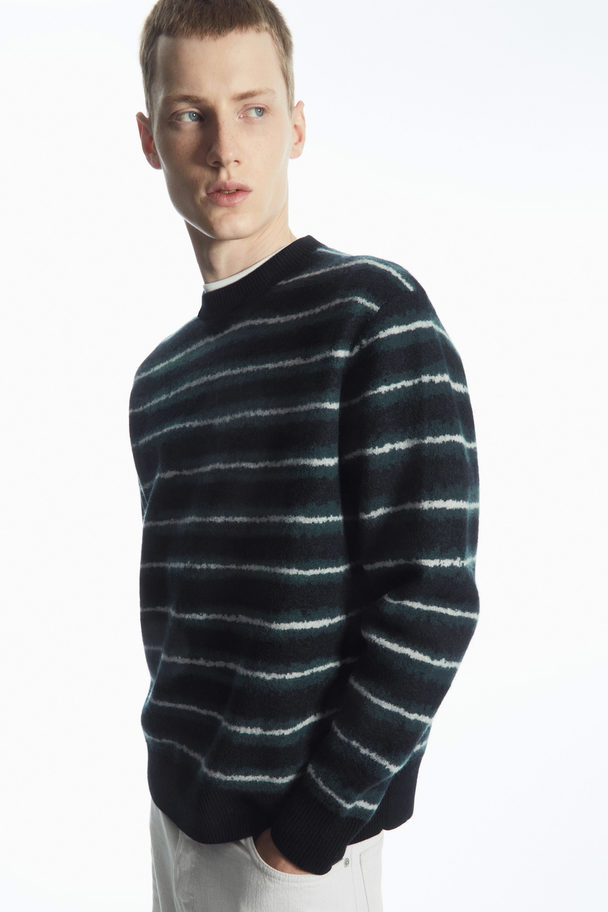COS Striped Boiled-wool Jumper Navy / Striped