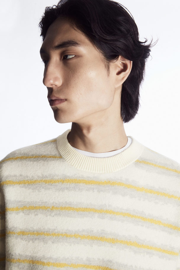 COS Striped Boiled-wool Jumper Cream / Striped