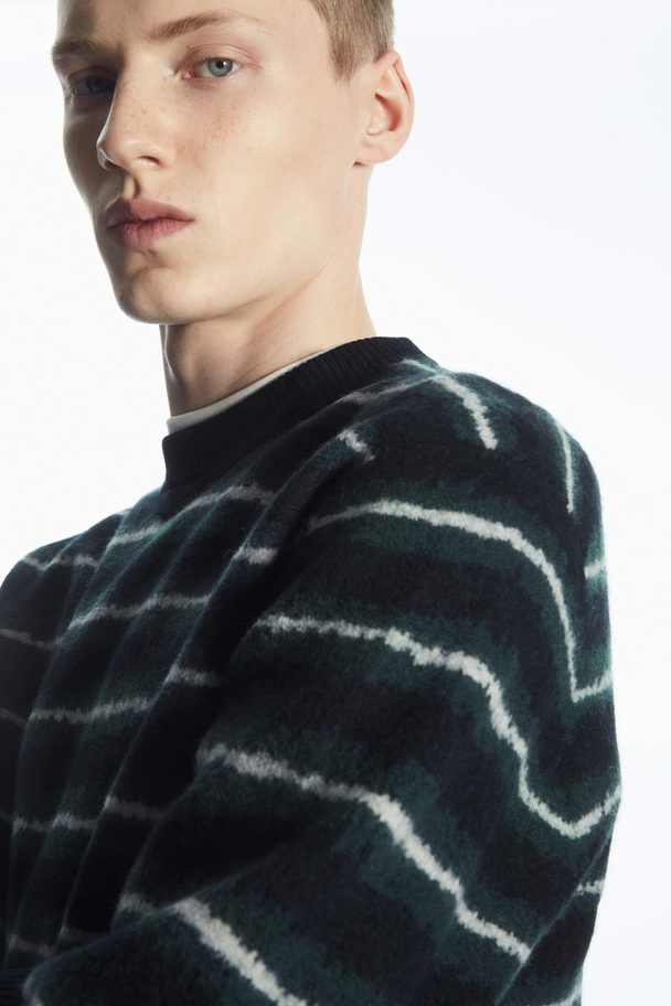 COS Striped Boiled-wool Jumper Navy / Striped