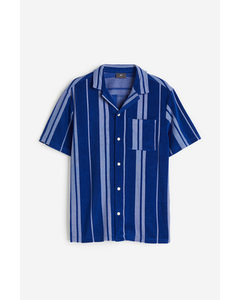 Regular Fit Terry Resort Shirt Blue/striped