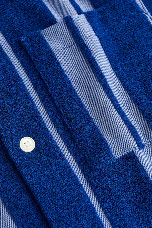 H&M Casual Badstof Overhemd - Regular Fit Blauw/gestreept