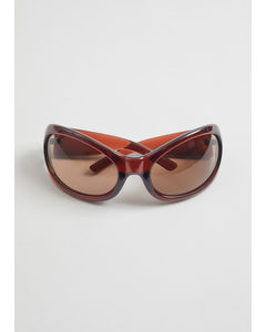 Bold Wraparound Sunglasses Burgundy