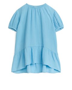Kleid aus Baumwollmusselin Hellblau