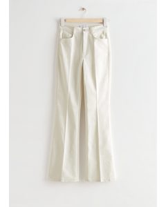 Flared Cotton Trousers Cream