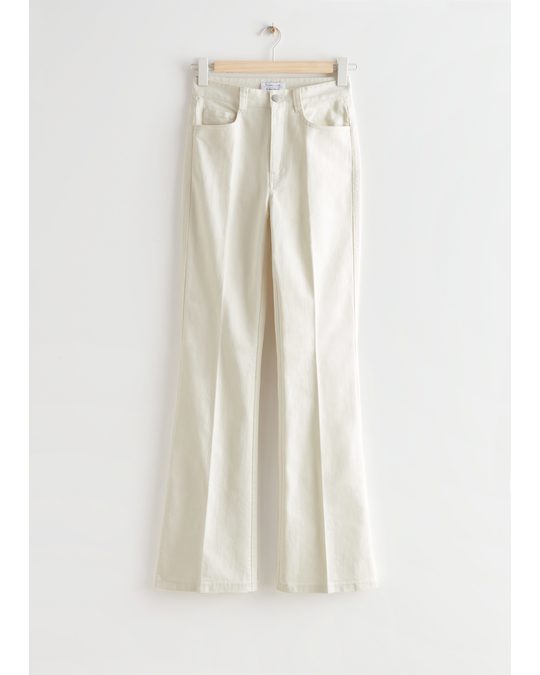 & Other Stories Flared Cotton Trousers Cream