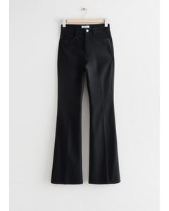 Flared Cotton Trousers Black