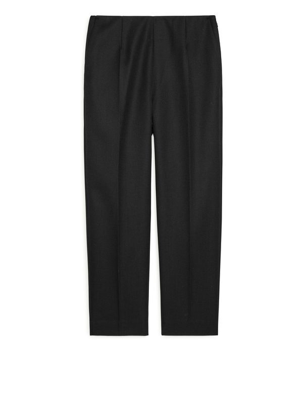 Arket Tapered Wool Trousers Black