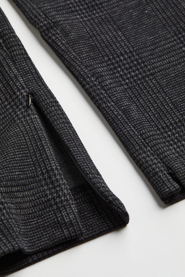 H&M Zip-hem Trousers Dark Grey/checked