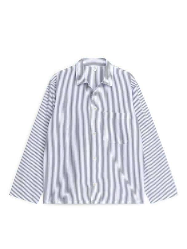 ARKET Cotton Pyjama Shirt White/blue