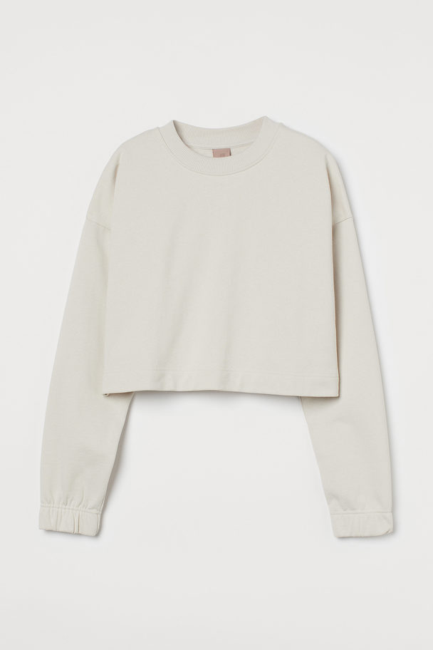 H&M Cropped Sweatshirt Lys Beige