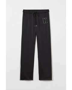 Pull-on Side-striped Trousers Black
