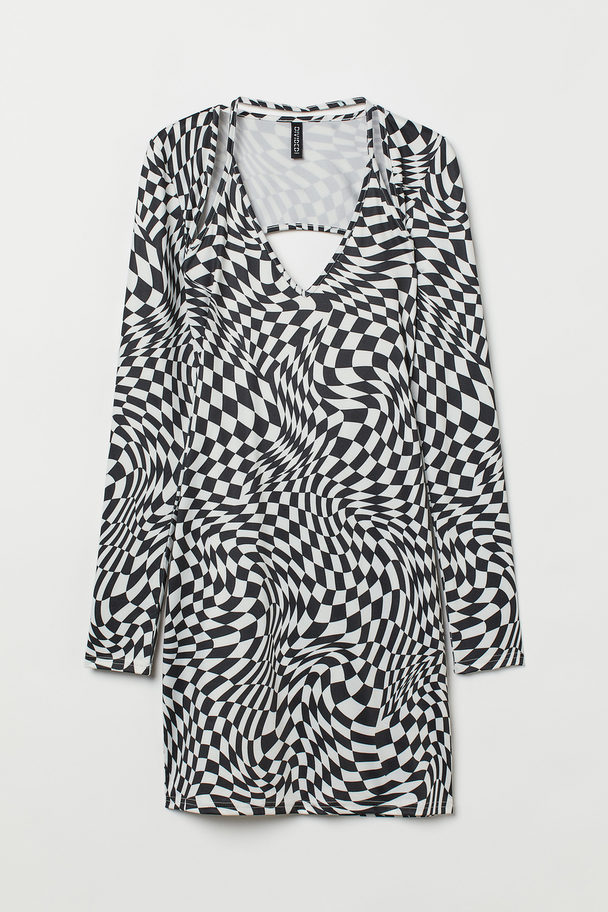 H&M Fitted Dress Black/white Checked