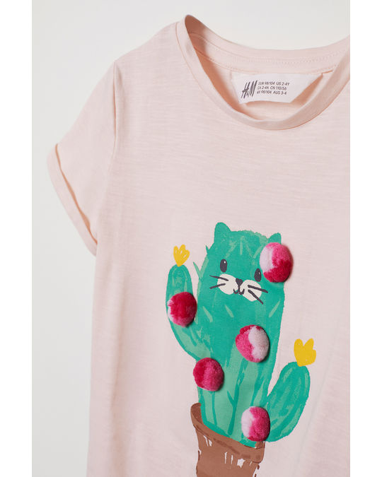 H&M T-shirt with a motif Pink/Just Another Catcus