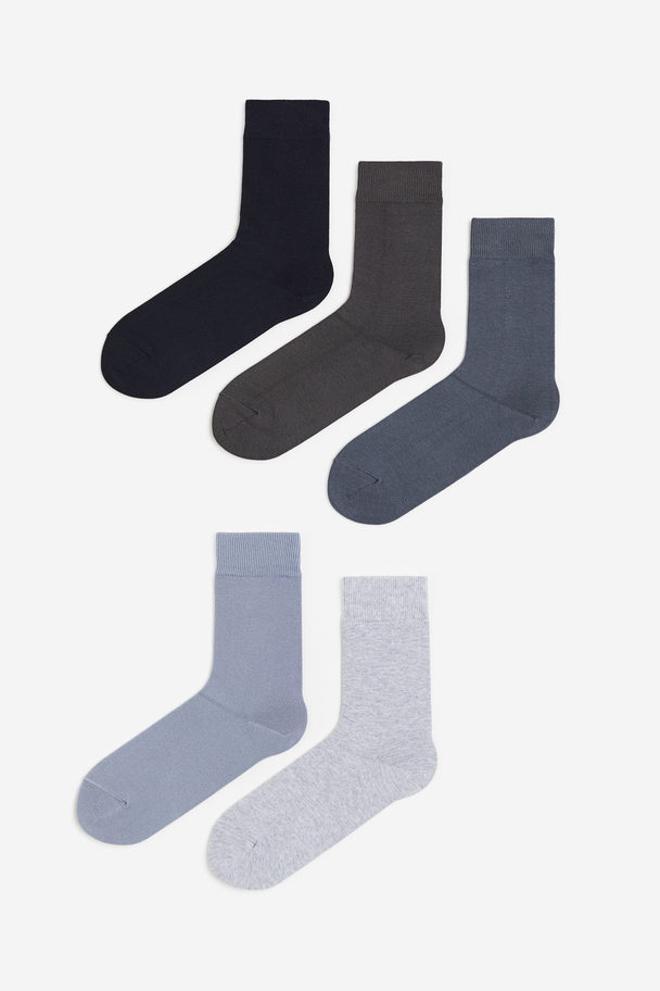 H&M 5er-Pack Socken Schwarz/Grau/Blau