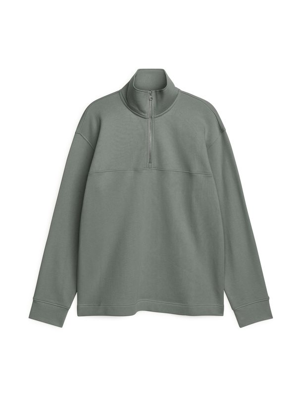 ARKET Sweatshirt mit halbem Reißverschluss Khaki