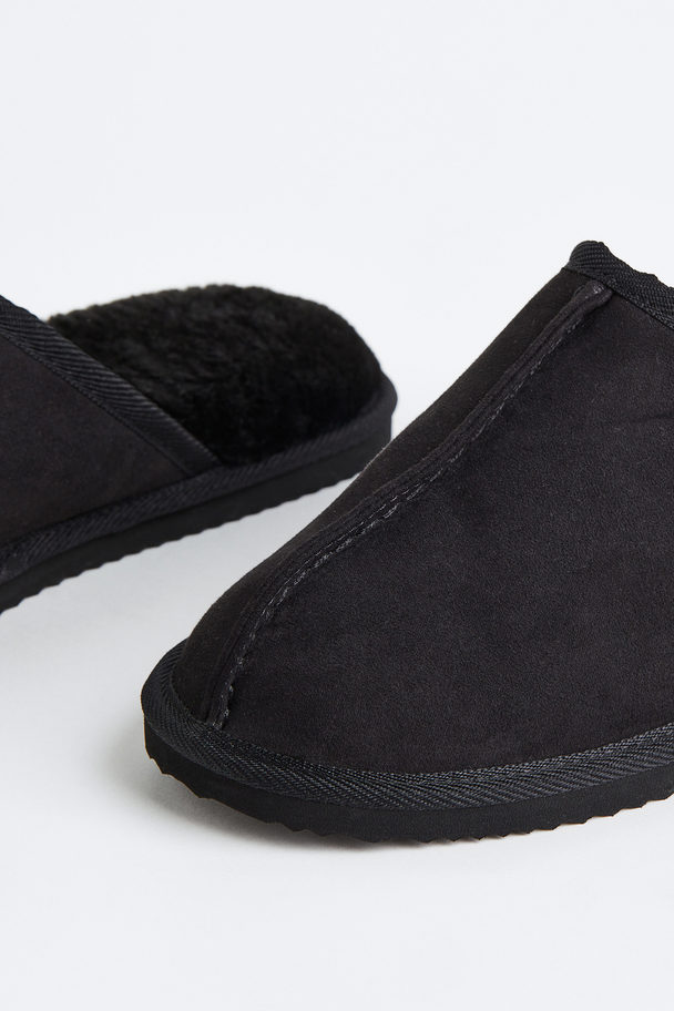H&M Pile-lined Slippers Black