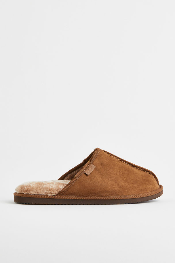 H&M Pile-lined Slippers Brown