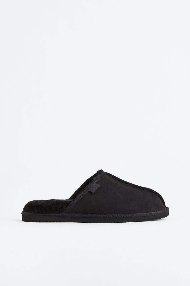 H&M Pile-lined Slippers Black