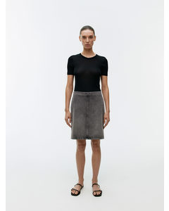 Short Denim Skirt Washed Grey