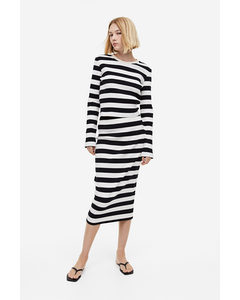 Ribbed Skirt Black/white Striped