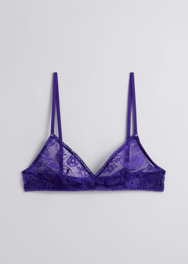 & Other Stories Floral Lace Soft Bra Purple