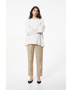 Mama Ankle-length Cigarette Trousers Beige