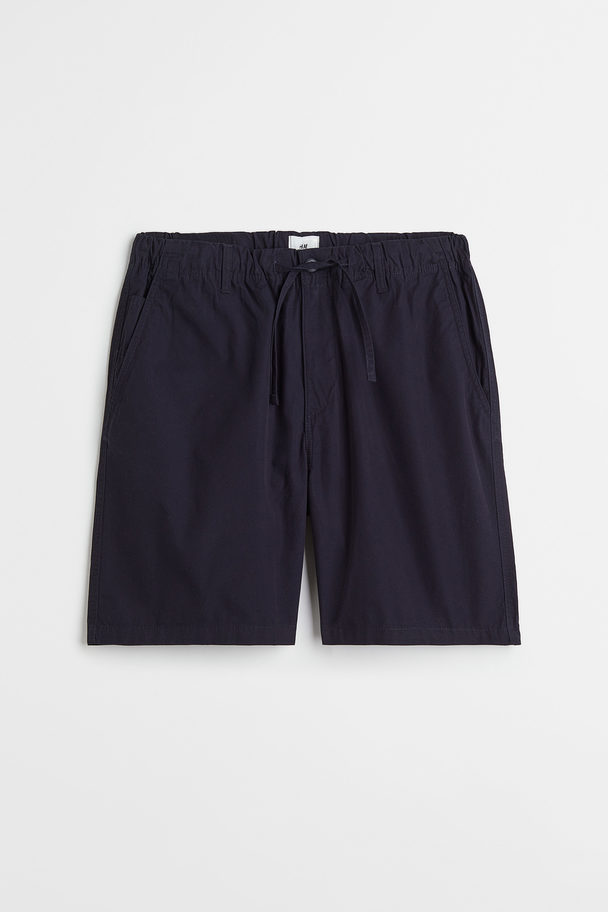 H&M Shorts I Bomull Relaxed Fit Marinblå