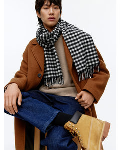 Checked Wool Scarf Black/off White