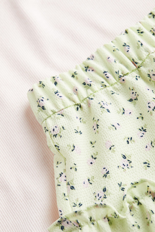 H&M Tweedelige Set Met Top En Rok Lichtgroen/bloemen