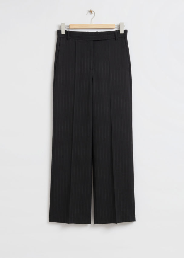 & Other Stories Relaxed Tailored Suit Trousers Dark Grey Pinstriped