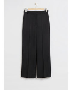 Relaxed Tailored Suit Trousers Dark Grey Pinstriped