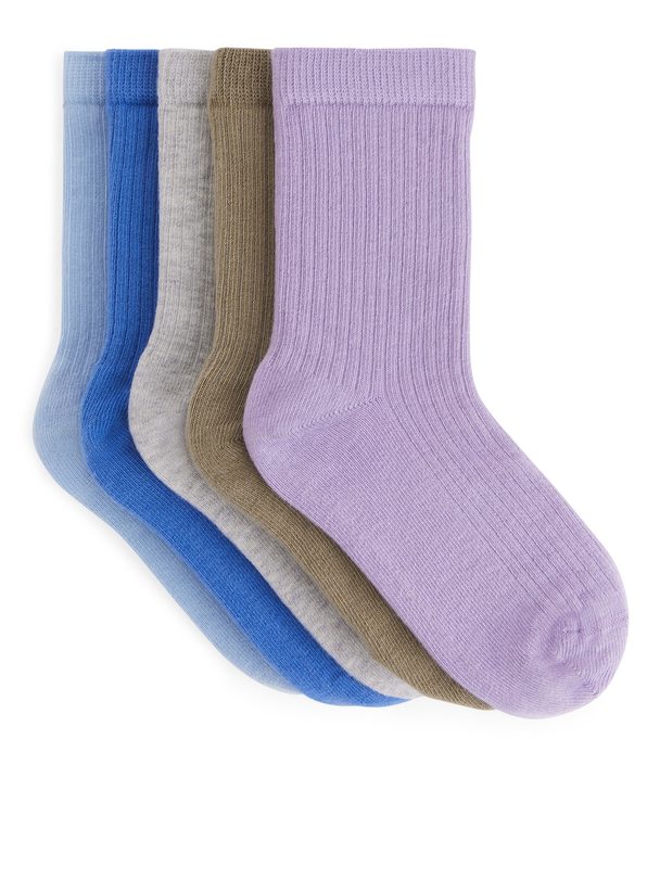 ARKET Rib Knit Socks Blue/lilac/khaki/grey