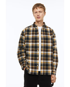Relaxed Fit Corduroy Shirt Yellow/black Checked