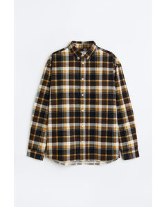 Relaxed Fit Corduroy Shirt Yellow/black Checked