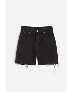 Curvy Fit Bermuda High Denim Shorts Zwart