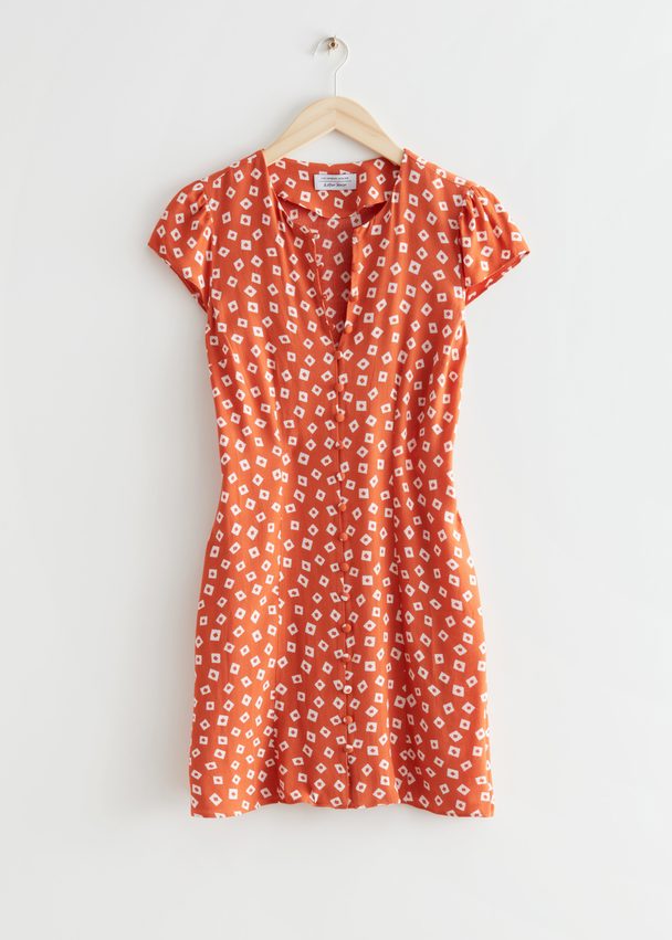 & Other Stories Mini-jurk Met Print Oranje Met Vierkanten