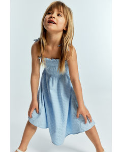 Smocked-top Dress Light Blue