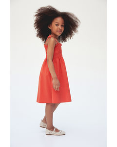 Kleid mit gesmoktem Oberteil Orange