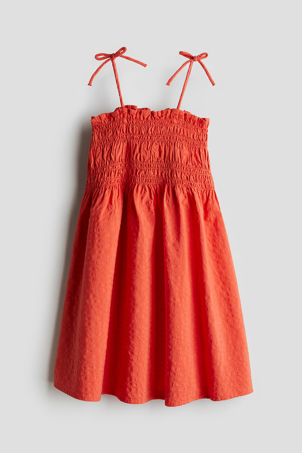 H&M Kleid mit gesmoktem Oberteil Orange