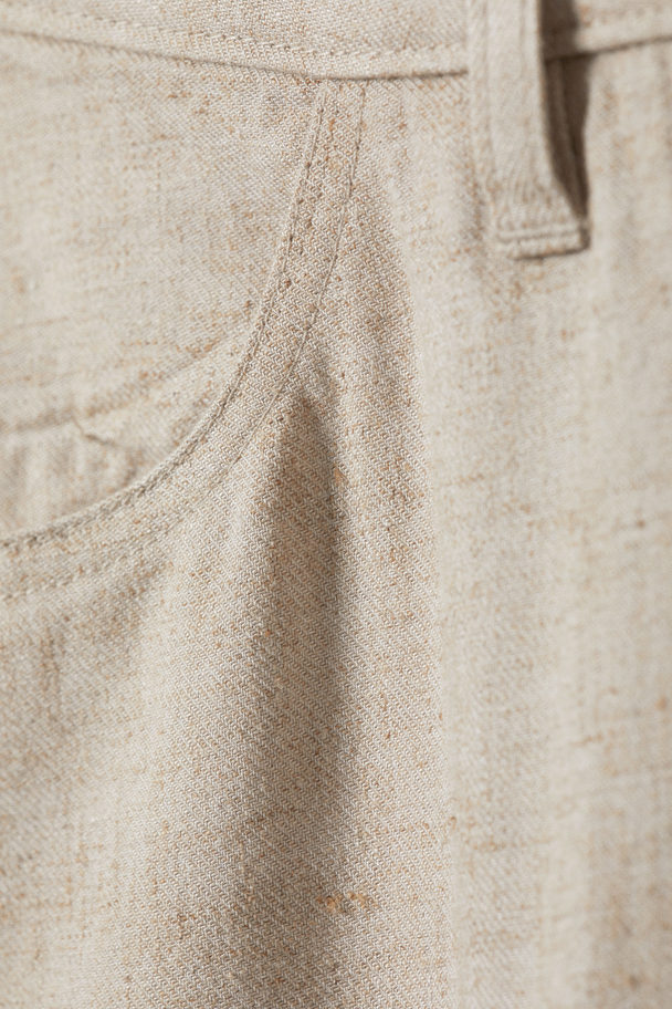 Weekday Regular Fit Linen Blend Trousers Ecru