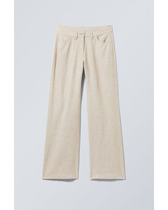 Regular Fit Linen Blend Trousers Ecru