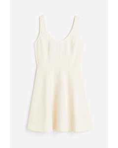 Flared-skirt Mini Dress Cream