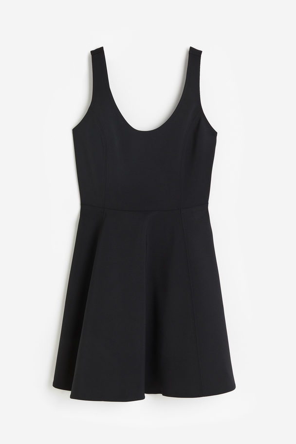 H&M Flared-skirt Mini Dress Black