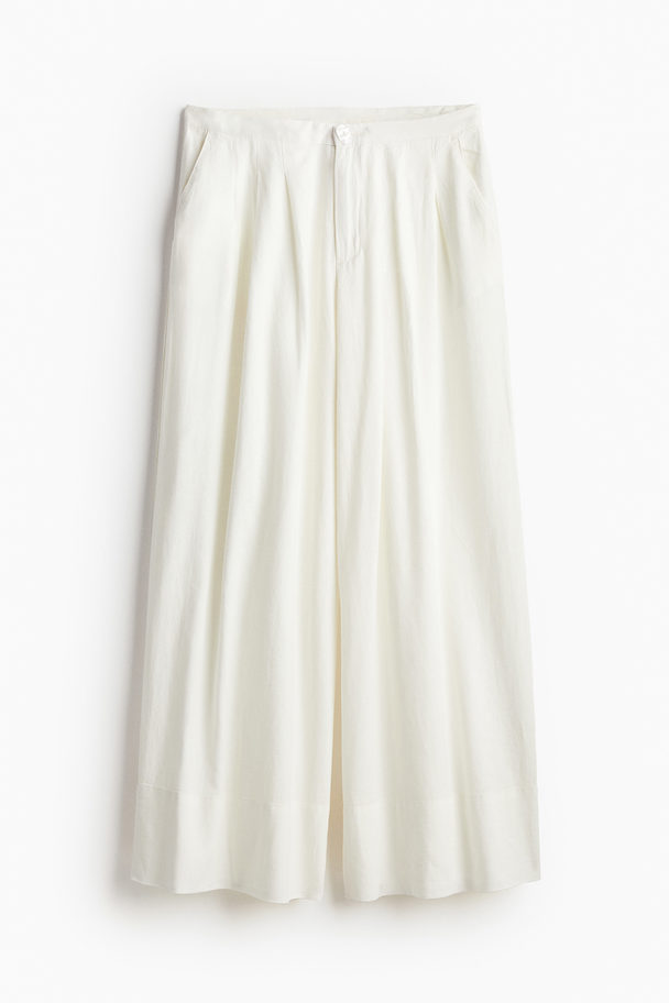H&M Elegante Hose aus Leinenmix Cremefarben