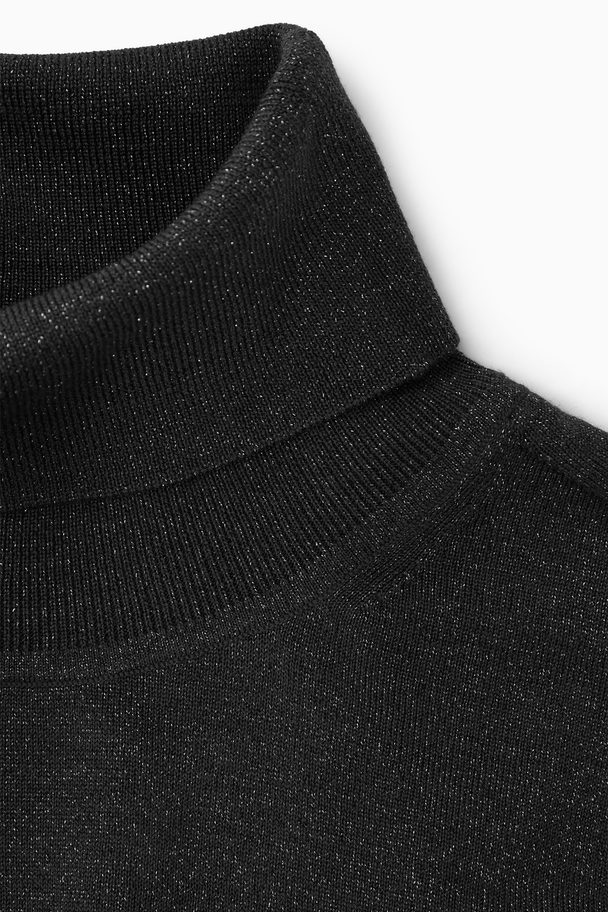 COS Merino Wool Roll-neck Jumper Black / Sparkle