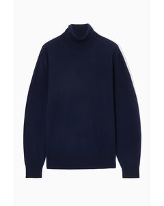 Merino Wool Roll-neck Jumper Navy