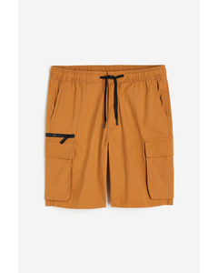 Regular Fit Knee-length Cargo Shorts Rust Orange