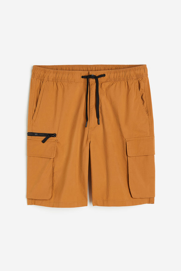 H&M Regular Fit Knee-length Cargo Shorts Rust Orange