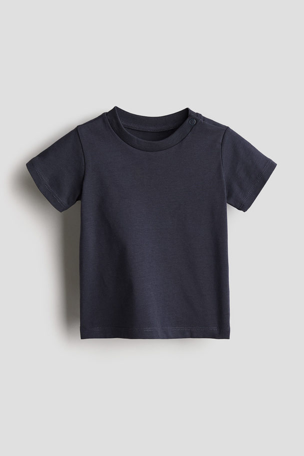 H&M Cotton Jersey T-shirt Navy Blue